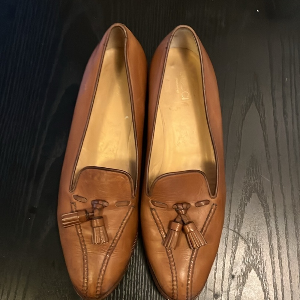 Vtg Gucci Tan Leather Tassel Loafers Women's Classic Vintage Size 9AA - Picture 3 of 13